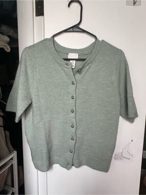H&M Mint Green Short Sleeve Button Cardigan
